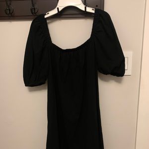 Black Puff Sleeve Mini Dress